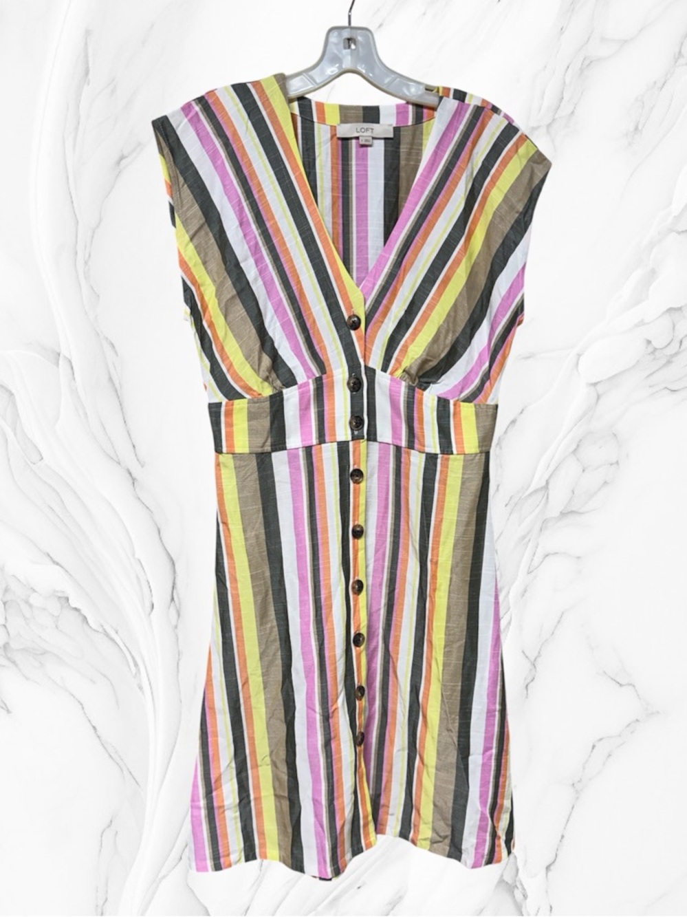 LOFT Multicolor Striped Button-Front sleeveless Dress size 4